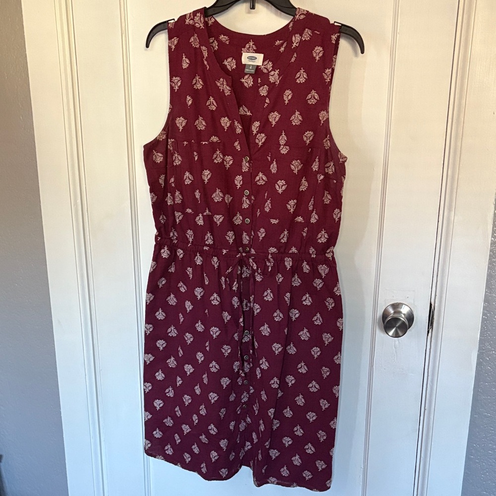 Old Navy Burgundy Floral Midi Dress